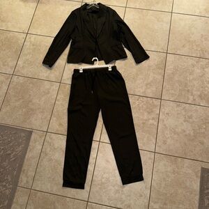 Elegant Vintage OG Black Fancy Stylish Ensemble Pantsuit